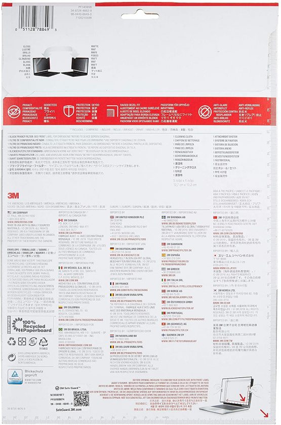 3M PF140W9B Privacy Filter. 14 inch black Privacy Screen. Widescreen laptop filter. Anti glare. Protect your data from visual hacking. - Image 2