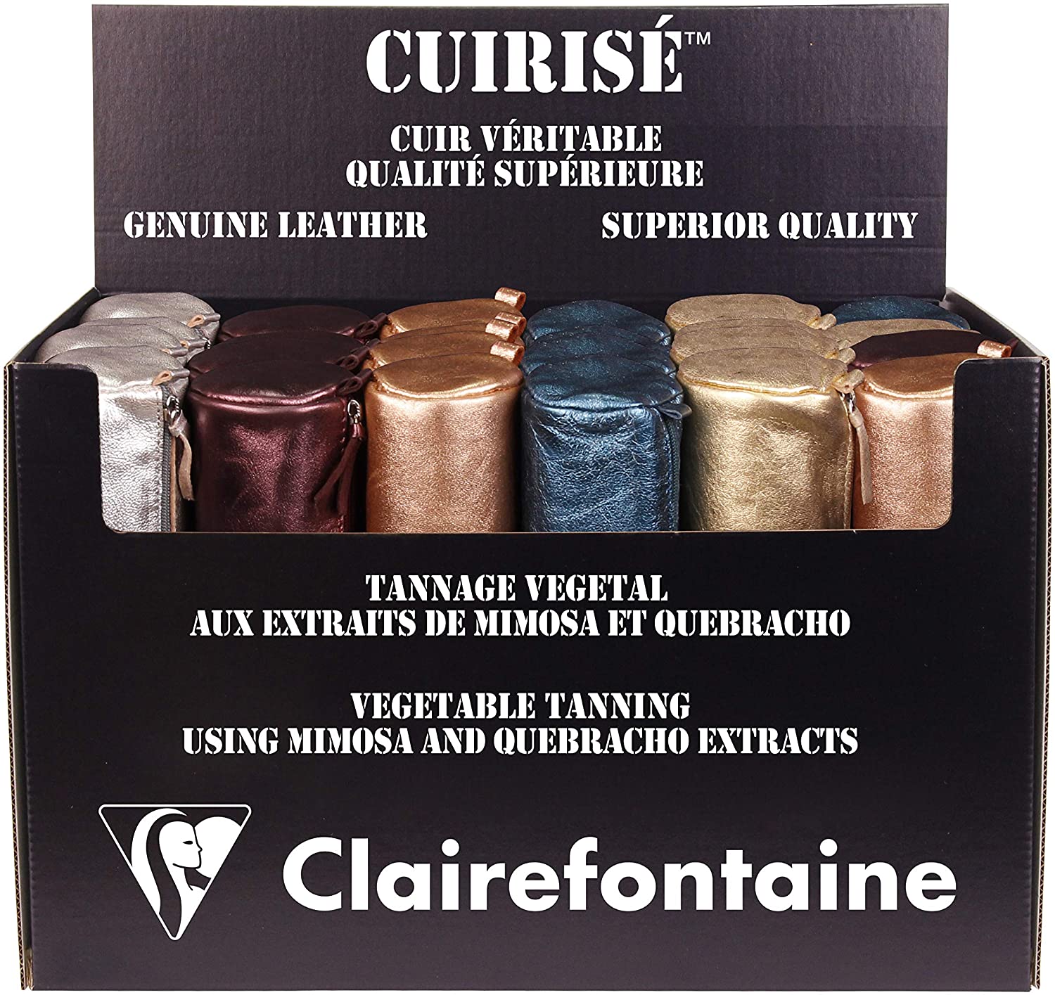 Clairefontaine Cuirisé Pencil Cases, 22 cm, Green (Verde), 22 centimeters - Image 2