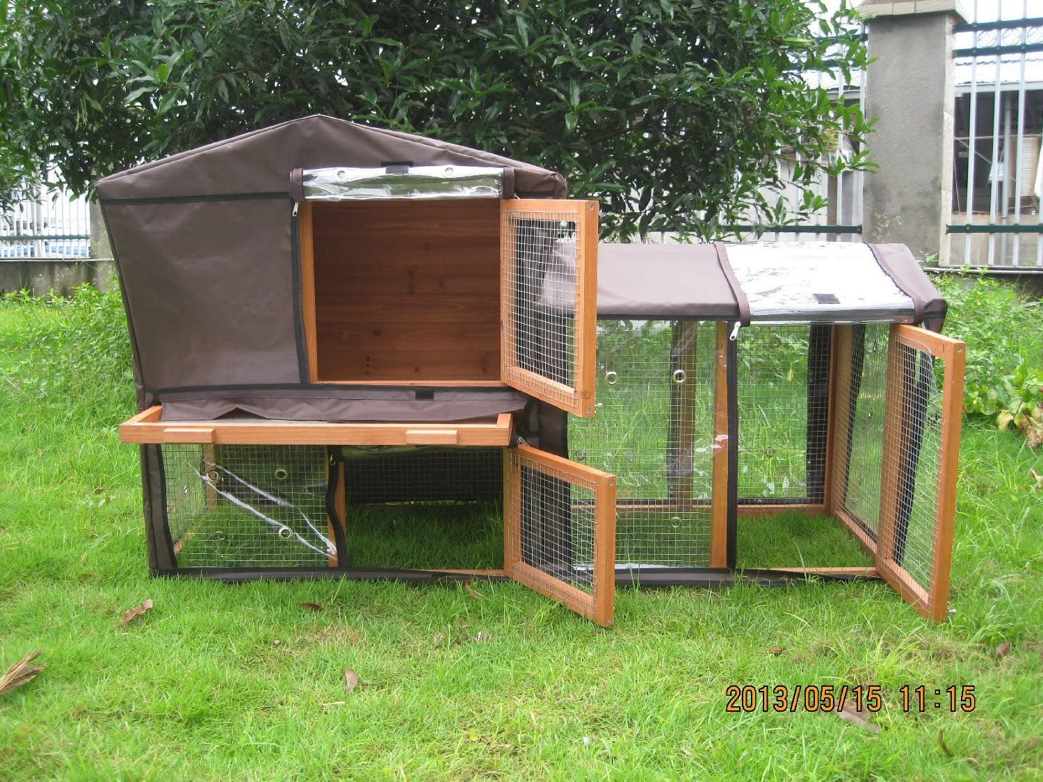 Bunny Business Hutch Cover for Grove,Wood colour, grey,28.3 x 26.4 x 4.5 cm, 147 cm L x 53 cm W x 85 cm H - Image 3