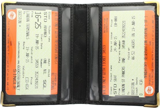 Visconti Leather Oyster Card/Travel Pass Holder with Metal Corner Protectors TC5 Black