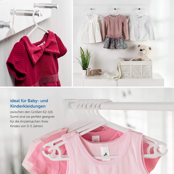 LaLoona Children’s Hangers 22 Pack - Tubular, Ultra Thin Kids Coat Hangers for Baby & Toddler Clothes - Coloured - Image 4