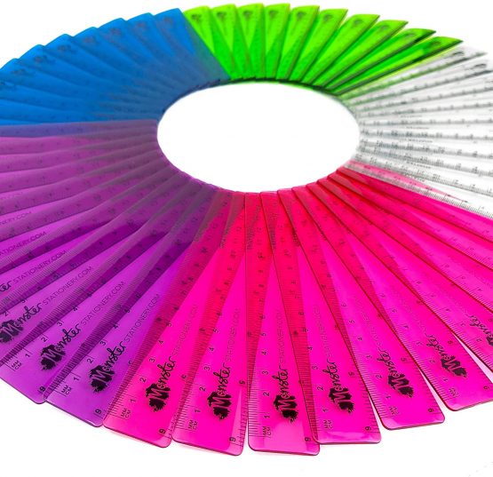 Fatbellyfish Stationery - 6 Inch / 15cm Transparent Coloured Rulers - Shatter Resistant - Class Pack of 50 - Mixed