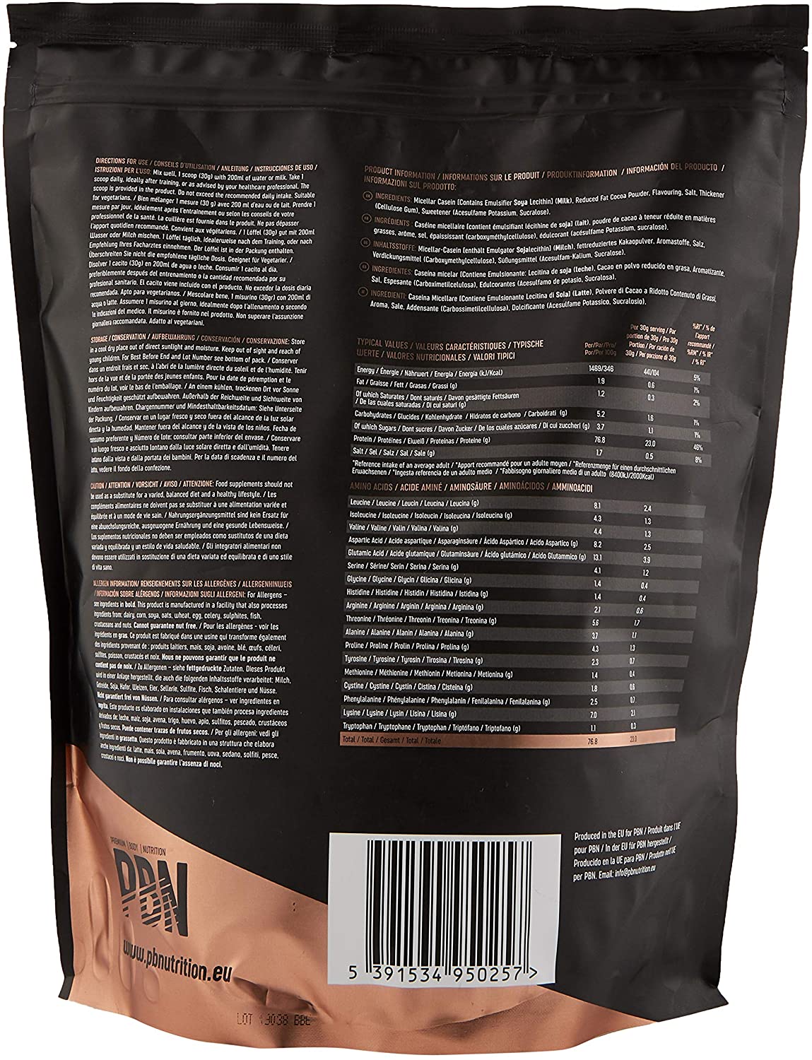 PBN - Premium Body Nutrition Micellar Casein Chocolate 1kg Pouch, 1 kg (Pack of 1) - Image 2