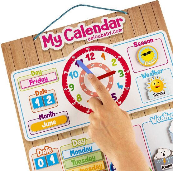 aeioubaby CALENDAR CLOCK Magnetic for wall or refrigerator,Date,Weather & Time 17x12.6 in - Image 4