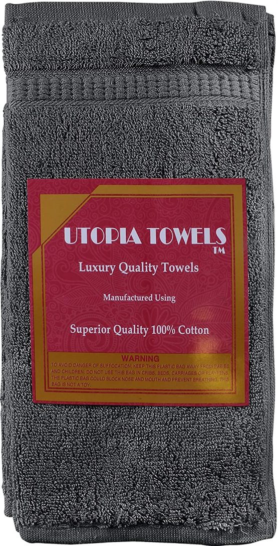Utopia Towels Premium Fingertip Towel Set (12 x 12 Inches, Grey) 600 GSM 100% Cotton Washcloths & Face Cloth, Highly Absorbent and Soft Feel (12-Pack) - Image 4