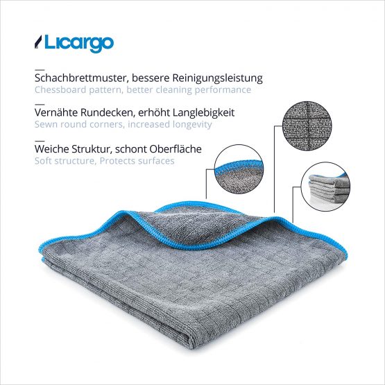 LICARGO® 6x Premium Microfibre Cloths with 380 GSM - Extremely Absorbent and Super Soft - Lint Free Microfibre Cloth Car Polishing Cloth, Microfibre Car Cleaning Cloths - 40x40 cm - Image 2