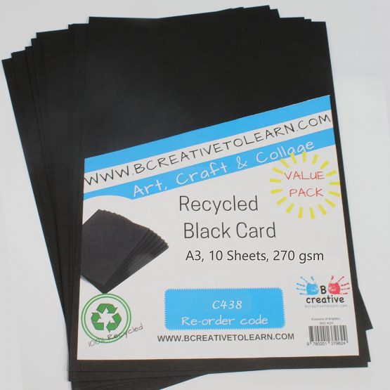 A3 Recycled Black Coloured Card 270gsm Pack of 10 Sheets by BCreative® - Image 2