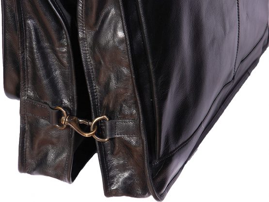 Real Leather Suit Dress Carrier Travel Weekend Bag CANICO Black - Image 4