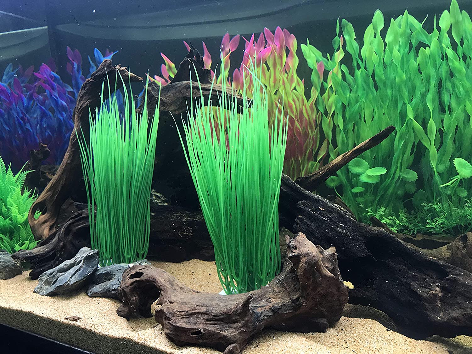 BEGONDIS 2 Pcs Artificial Water Plants, Fish Tank Aquarium Decorations