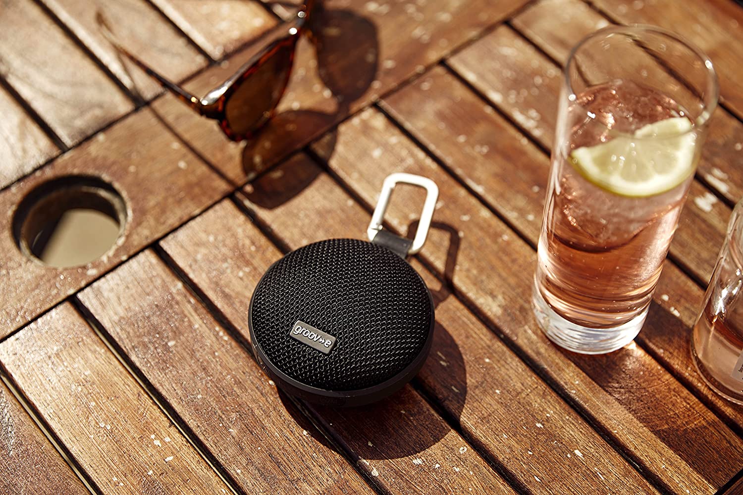 groov e WAVE I Wireless Bluetooth Speaker, Portable Travel Speaker with Carabiner Keyring Clip, 6 Hours Audio Playback - Image 2