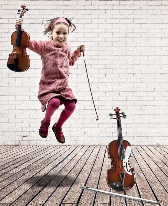 small foot 7027 Music Toy Violin "classic" made of plastic, in wood look, incl. black bow, from 4 years old - Image 2
