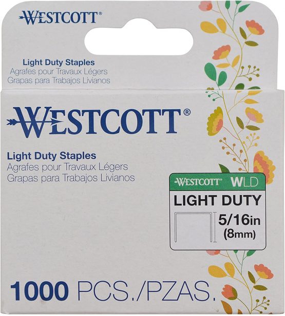 Westcott 16704 Light staples, 8 mm, 5/16, 1000 units, silver