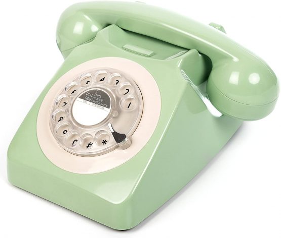 GPO 746 Rotary 1970s-style Retro Landline Phone - Curly Cord, Authentic Bell Ring - Mint Green - Image 4
