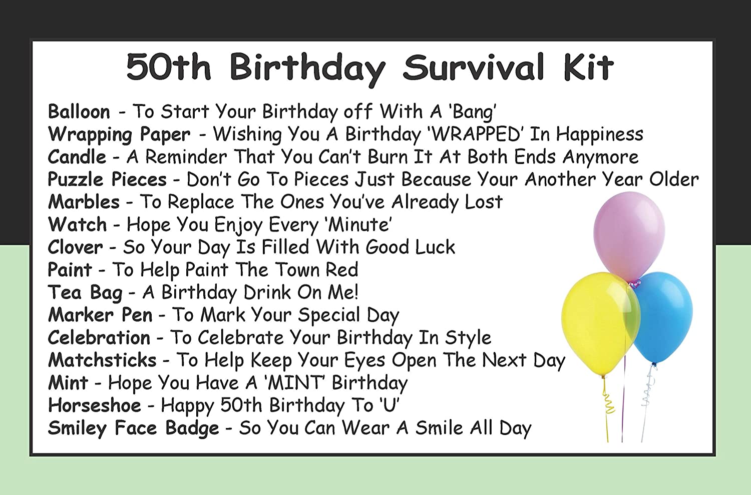 50th Birthday Survival Kit in a Can Gift, Novelty Funny Happy 50th Birthday Gifts for Men or Women - Image 2