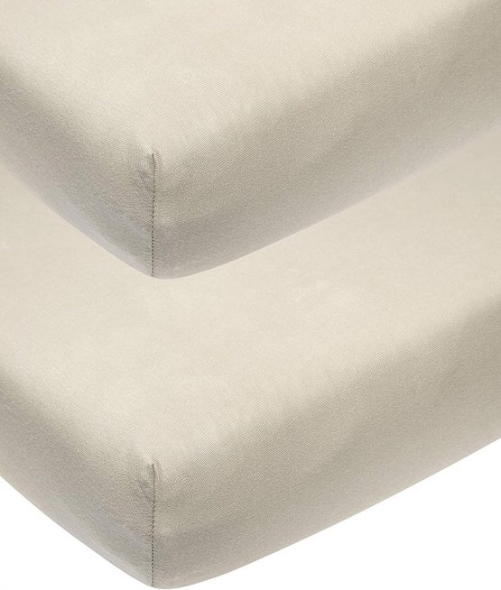 Meyco 563206 Jersey Fitted Sheet 2-Pack Baby Cradle Baby Bed 100% Cotton 40 x 80/90 cm Sand Beige