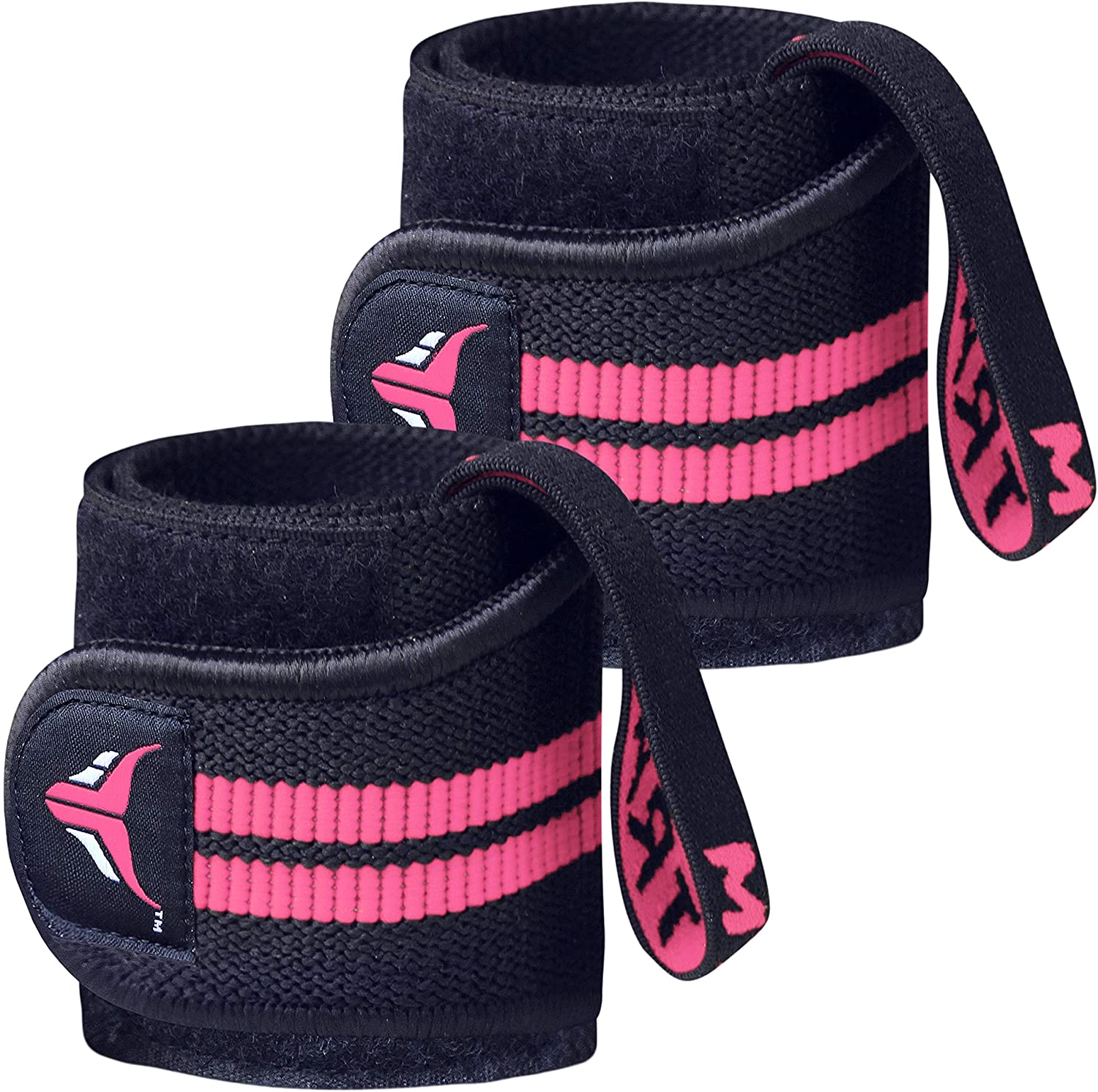 Mytra Fusion Elasticated Wrist Wraps With Thumb Loop SP1 for Training Workout Gym Exercise (Black/Pink), Black / Pink - Image 3