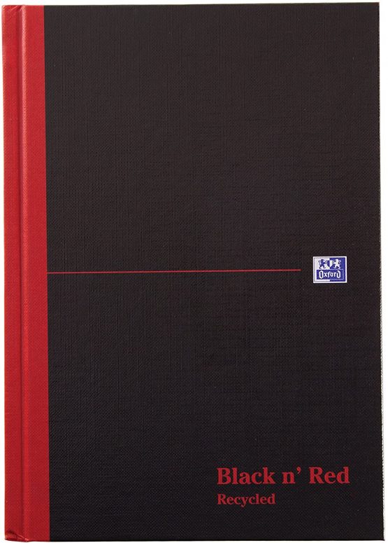 Black n' Red A5 Recycled Casebound Hardback Notebook - Black/Red