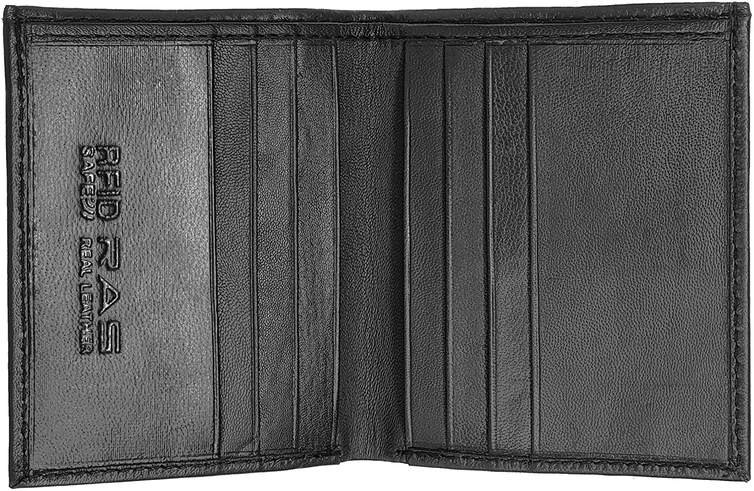 RAS WALLETS Mens RFID Safe Soft Genuine Leather Credit Card and Banknote Pocket Slimline Wallet 122 (Black)