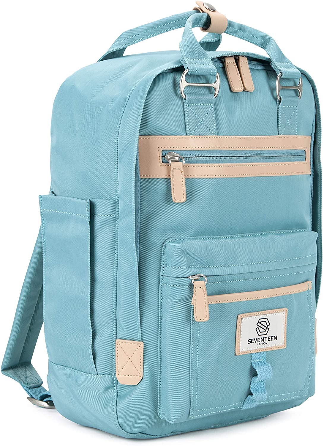 SEVENTEEN LONDON - Modern Urban Unisex Turquoise 'Wimbledon' Backpack in a Classic Slim Simple Design - Fits Laptop up to 13”