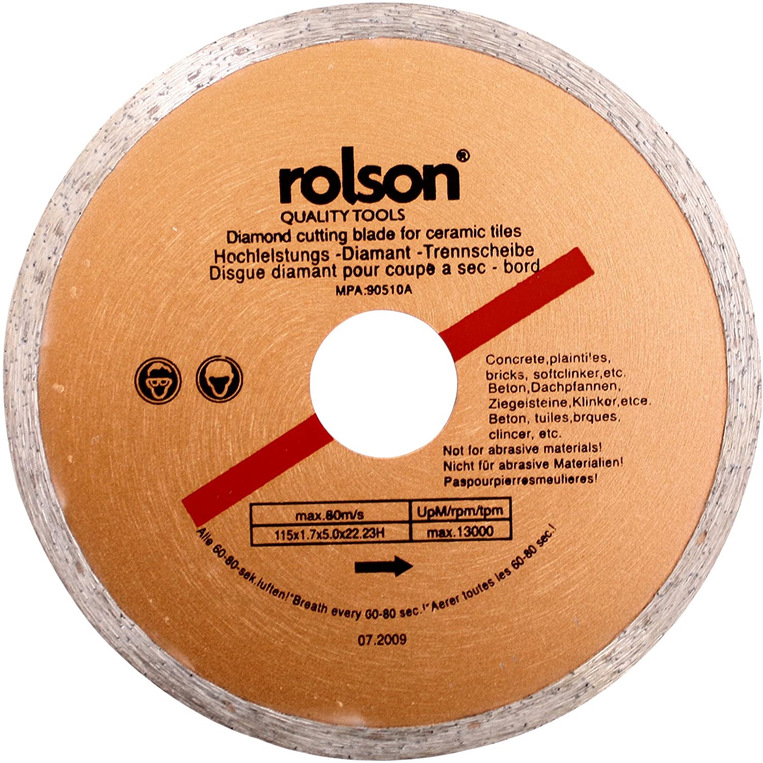 Rolson 24864 115 mm Ceramic Tile Blade, Yellow, 1 Pack/S