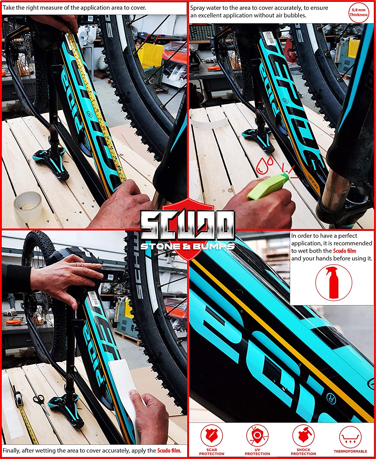 Adhesive Film Scudo Frame for Bike Protection Unisex Adult Transparent, 8 x 50 cm, Thickness 0.8 mm - Image 4