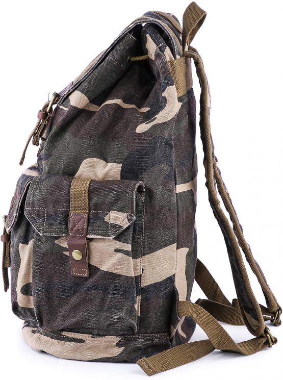 Gootium Canvas Backpack - Vintage Outdoor Rucksack Travel Day Pack, Camouflage - Image 3