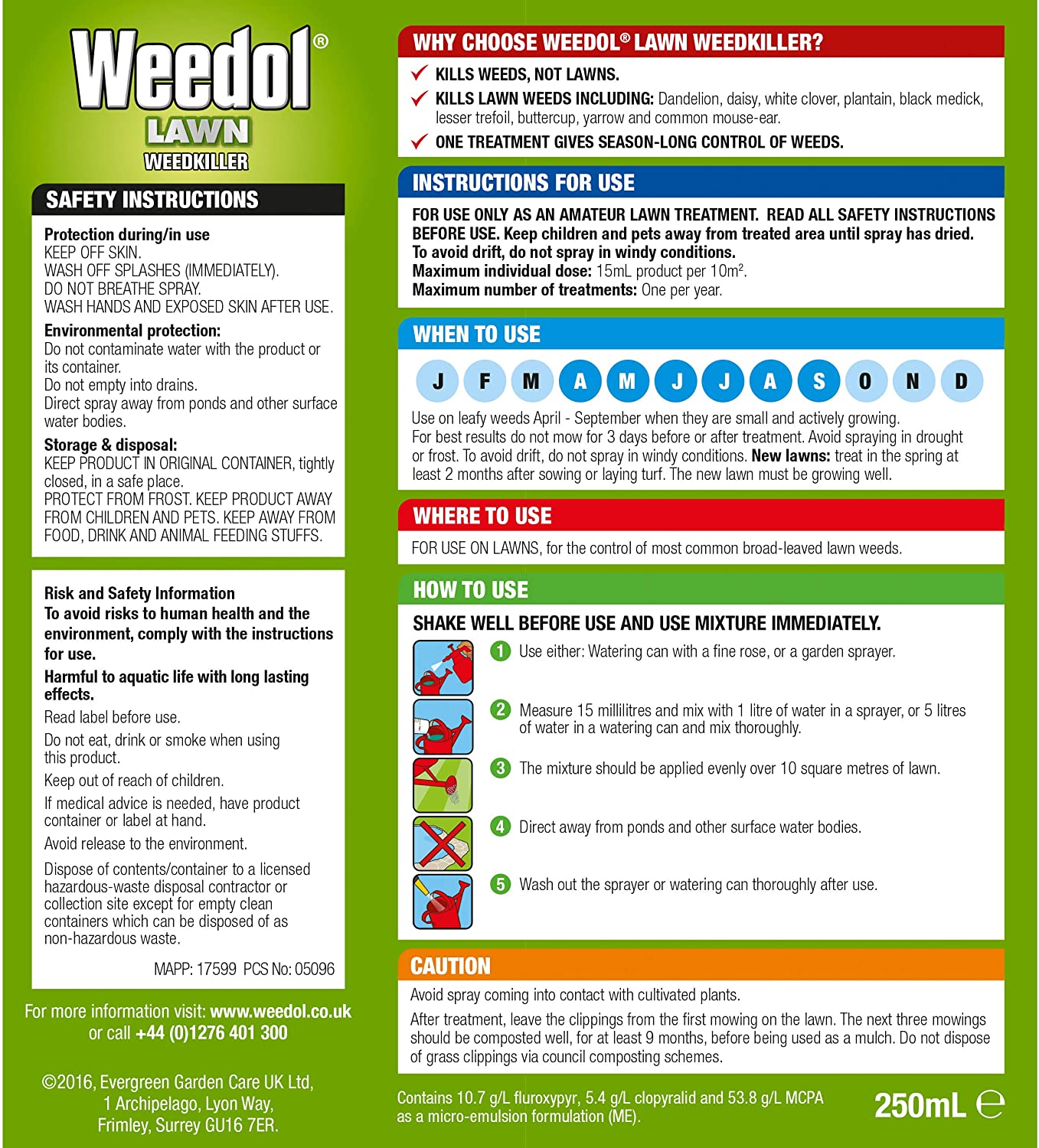 Weedol Lawn Weedkiller Liquid Concentrate Bottle (250 ML), 250 milliliters - Image 2