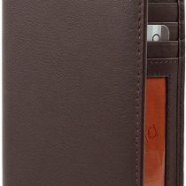 Mens Quality RFID Leather Suit Wallet by Mala Leather; Origin Collection Gift Box (Brown)