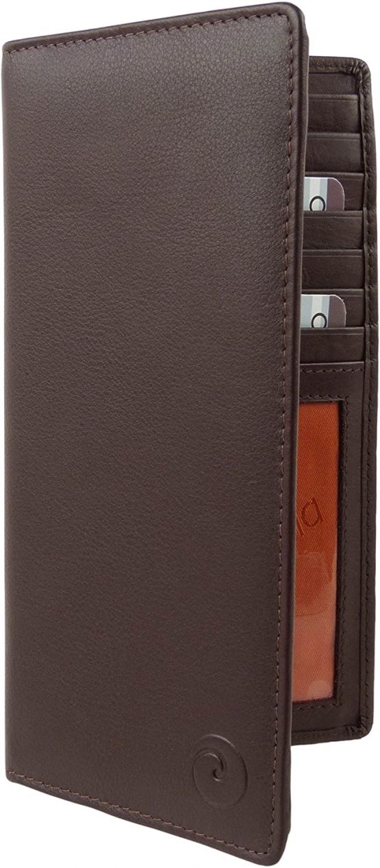 Mens Quality RFID Leather Suit Wallet by Mala Leather; Origin Collection Gift Box (Brown)