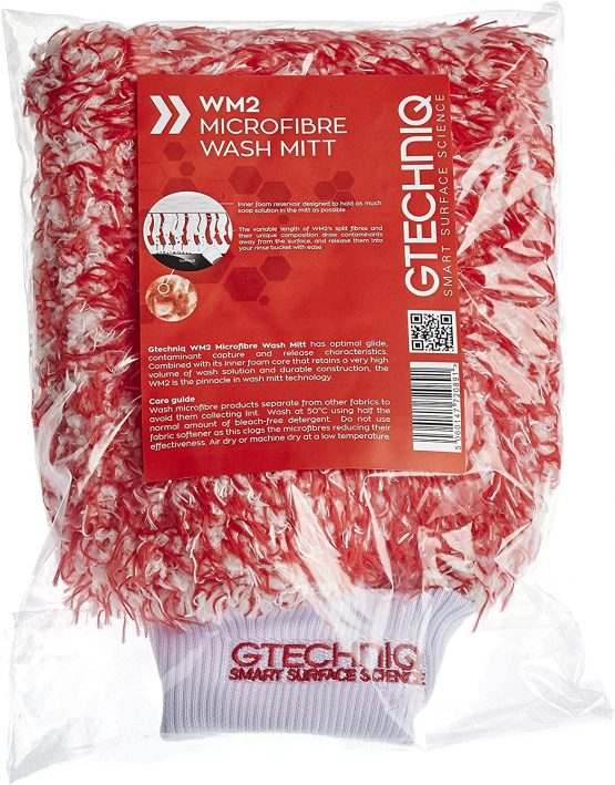 Gtechniq WM2 Microfibre Wash Mitt - Ultra Low Friction Washcloth, Soft Glide Minimises Swirl Marks - Holds Maximum Volume Of Soap Suds, 100% Split Varied Length Polyester Strands For A Quick Easy Wash - Image 2