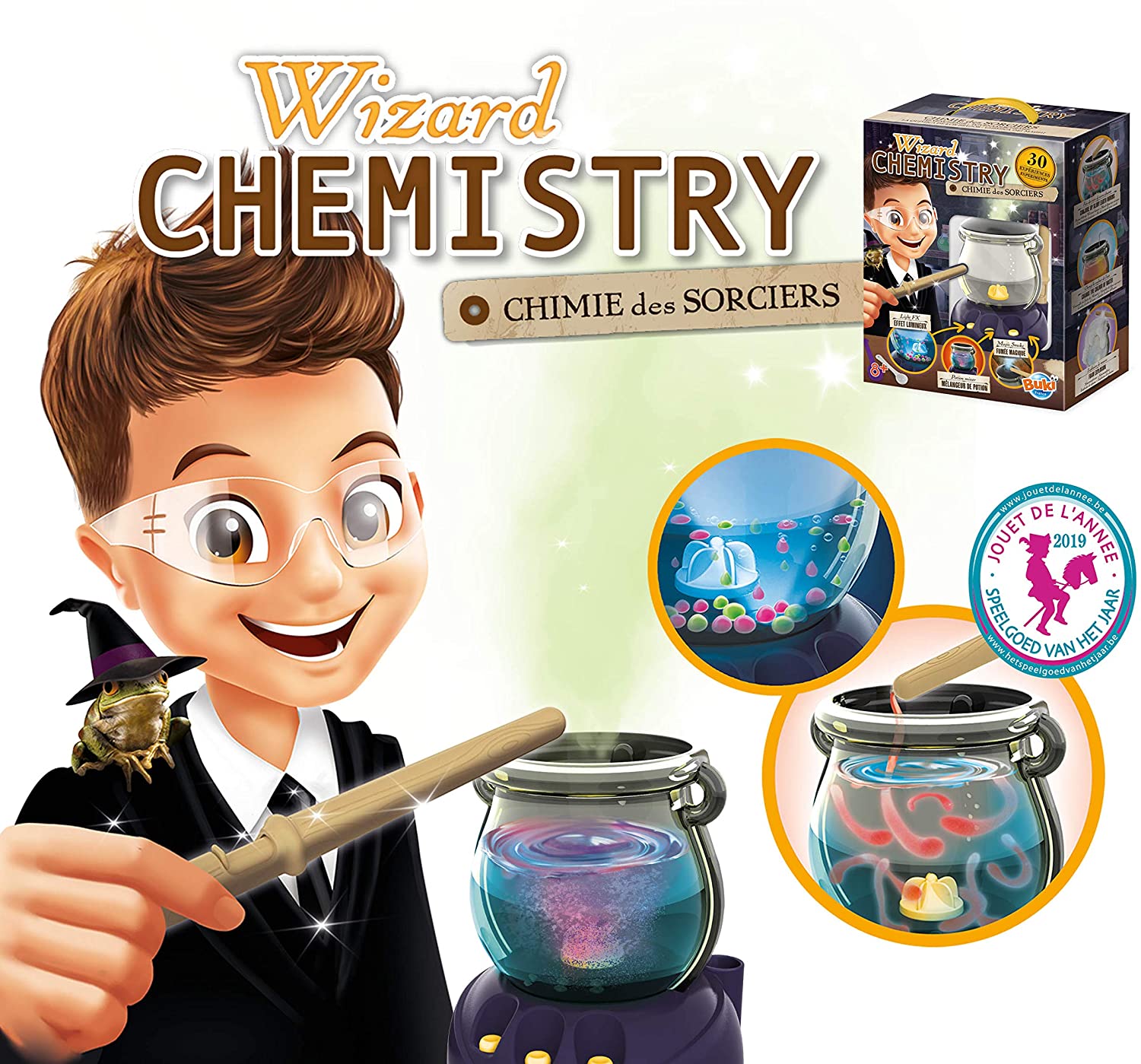 Buki Wizard Chemistry Science Kit for Kids, 30 Experiments with Light Effects & Smoke, Cauldron, Magic Wands - Image 4