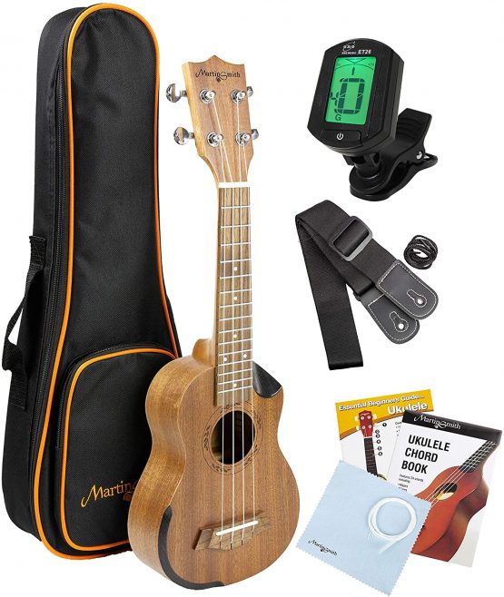 Martin Smith Premium Concert Ukulele with Tuner, Padded Bag & Spare Aquila Strings