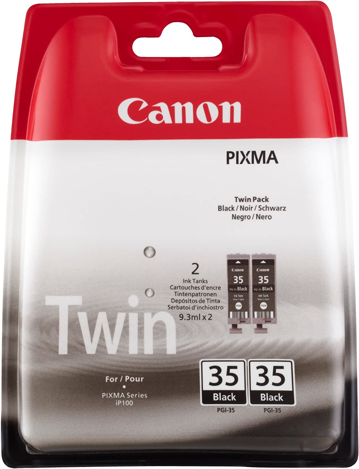 Canon PGI-35 TWIN Pack of 2 cartridges (2x Black) Genuine Canon (Plastic Pack), Standard