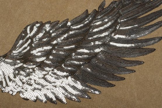 styleBREAKER Shopping Bag with Sequin Wing Applique, Tote Bag, Canvas, Fabric Bag. Bag, Unisex 02012213, Color:Olive - Image 2
