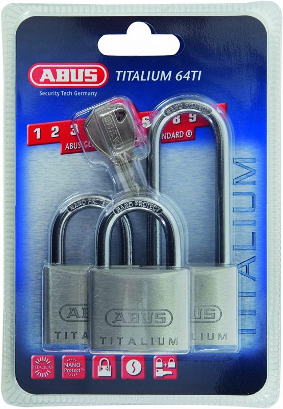 ABUS 64TI/40HB63 40 x 63mm Titalium Padlock with Long Shackle (Pack of 3)