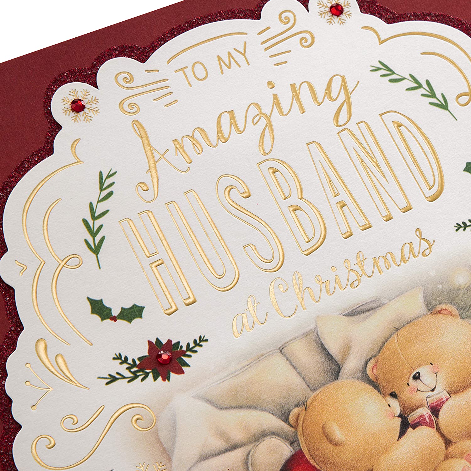 Hallmark Christmas Card For Husband - Cute Forever Friends Design, red, 22 cm x 22 cm - Image 3