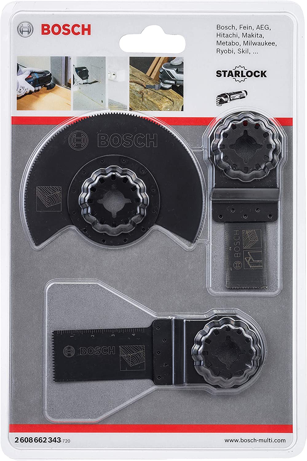 Bosch Professional 3-Piece Starlock Multitool Set (for Wood and Metal Accessories Multitool), Black, 20 / 24 / 85 mm