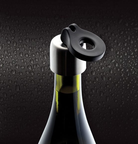 BarCraft Wine Bottle Stopper with Flip Top Ring Pull, Stainless Steel, 8.5 cm - Image 2