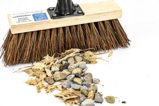 Stiff Garden Sweeping Brush Outdoor Broom 10 Inch Wide Natural Bassine Hard Bristle Sweeper with Wooden Head and Screw Fit Metal Handle Clean and Sweep Your Garden Path Yard Driveway & Outdoor Areas - Image 2