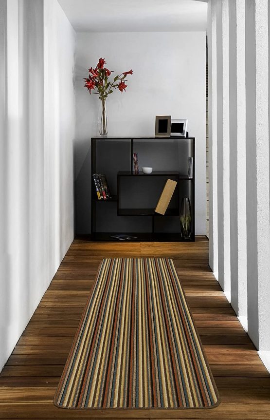 Dandy by William Armes, Ios Stripe Indoor Washable Runner, Brown, 180 x 67