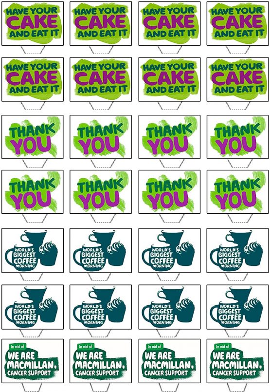 Macmillan World's Biggest Coffee Morning - Edible Cupcake Toppers - Stand-up Wafer Cake Decorations (Pack of 28) - Image 2