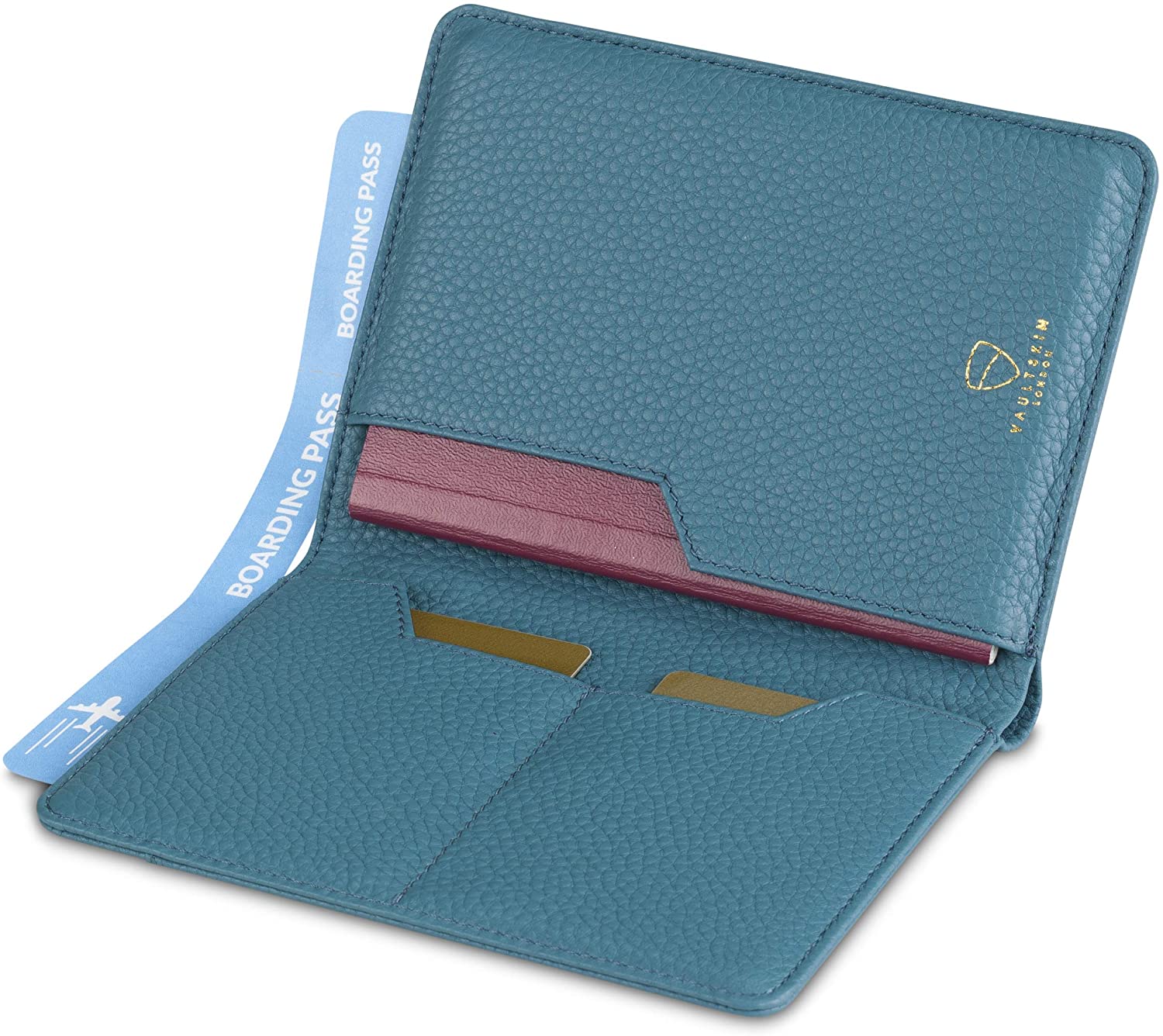 Vaultskin Kensington Passport and Vaccine Card Holder for Travel with RFID Blocking Leather Card Case Cover for Men and Women (Matt Turquoise) - Image 4