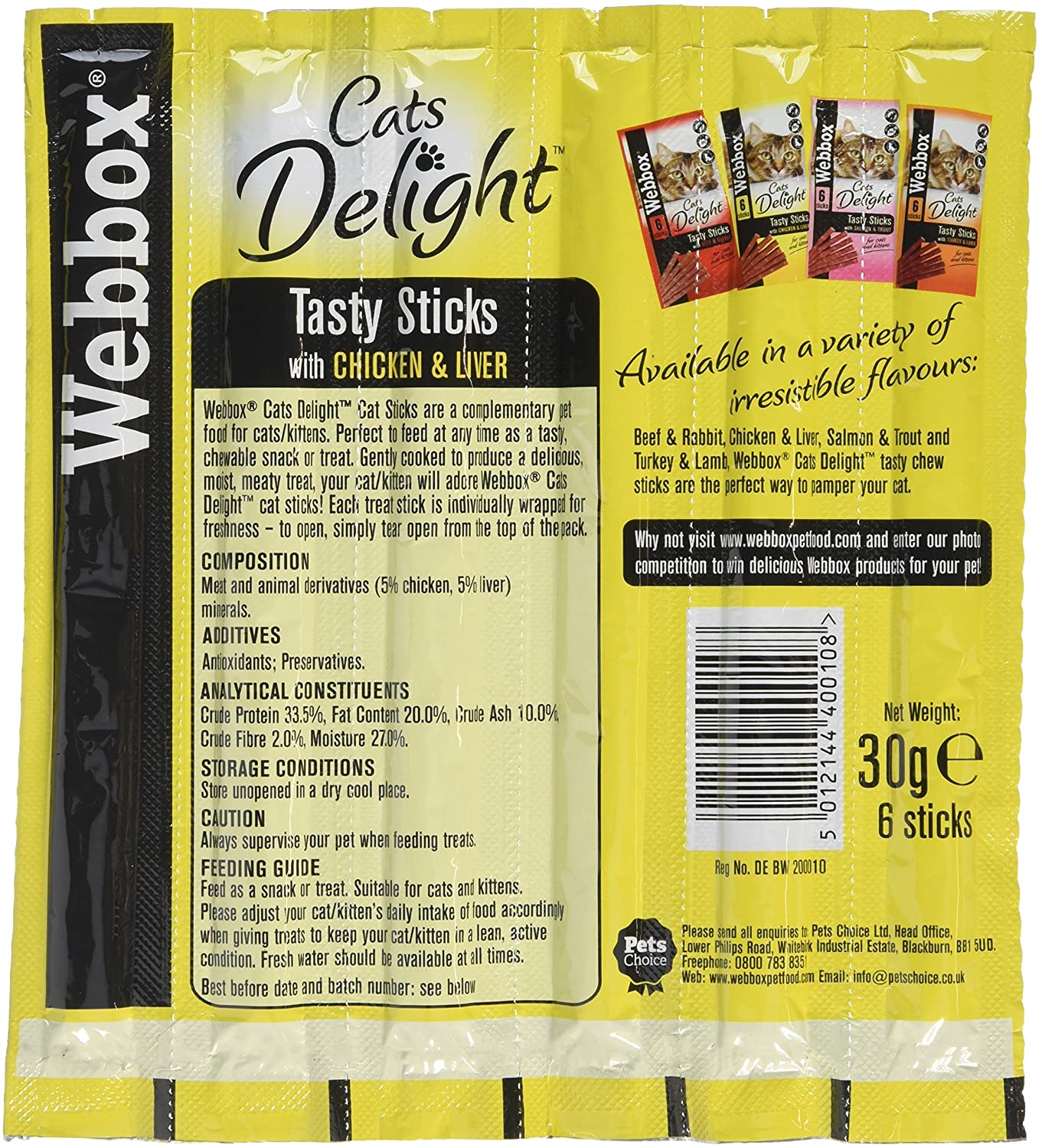 Webbox Delight Cat Sticks Chicken and Liver, 12x30g, 30 g (Pack of 12) - Image 2