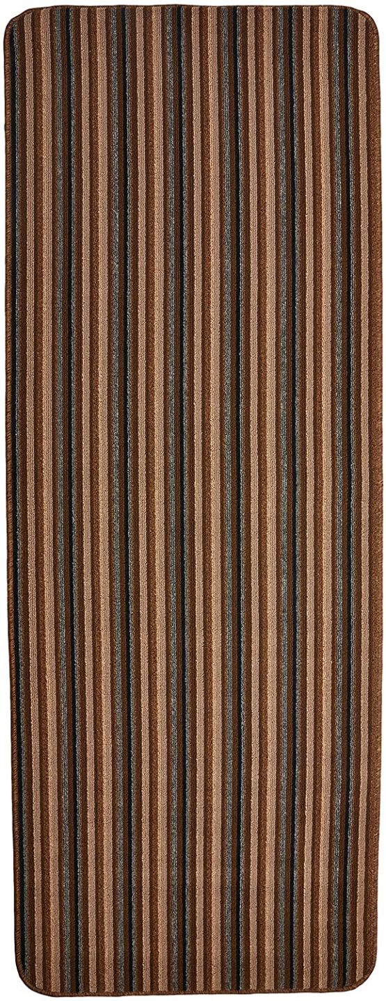 Dandy by William Armes, Ios Stripe Indoor Washable Runner, Chocolate, 180 x 67