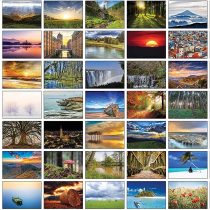 48 Glossy Blank Landscape Greeting Cards with Plain Kraft Brown Envelopes