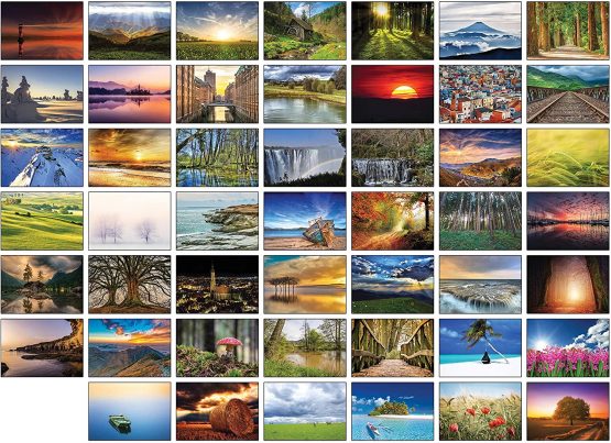 48 Glossy Blank Landscape Greeting Cards with Plain Kraft Brown Envelopes