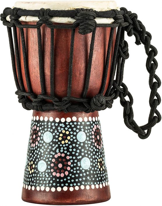 Meinl Percussion Headliner Series HDJ8-XXS Djembe Drum Rope-Tensioned Wooden Diameter 11.4 cm / 4.5 Inches Size Mini Flower Design - Image 2