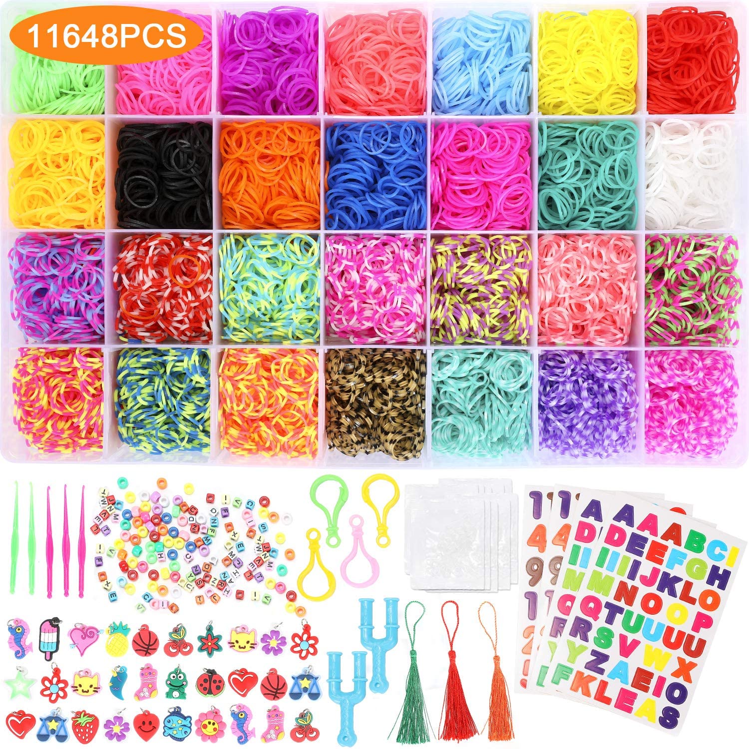 Ucradle Loom Band Kit , 11648pcs Rainbow Rubber Bands Bead Loom Kit ...