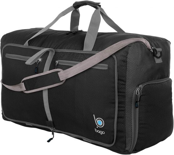 Bago 80L Duffle Bag for Women & Men - 27" Travel Bag Large Foldable Duffel Bag (Black)