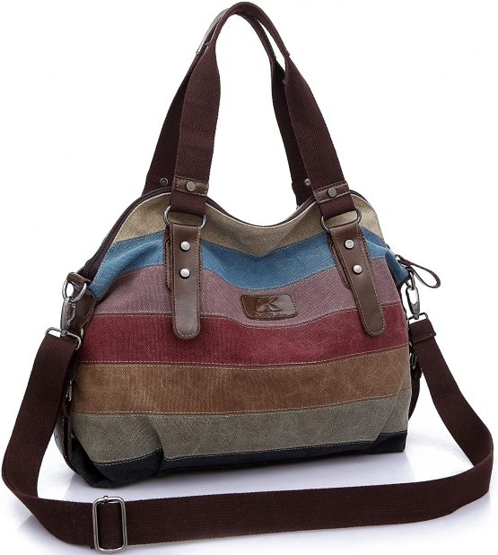 HASAGEI Women's Canvas Multi-Color Hobos Shoulder Cross Body Bag Tote Shopping Handbag Ladies Casual Chic Bags - Image 2